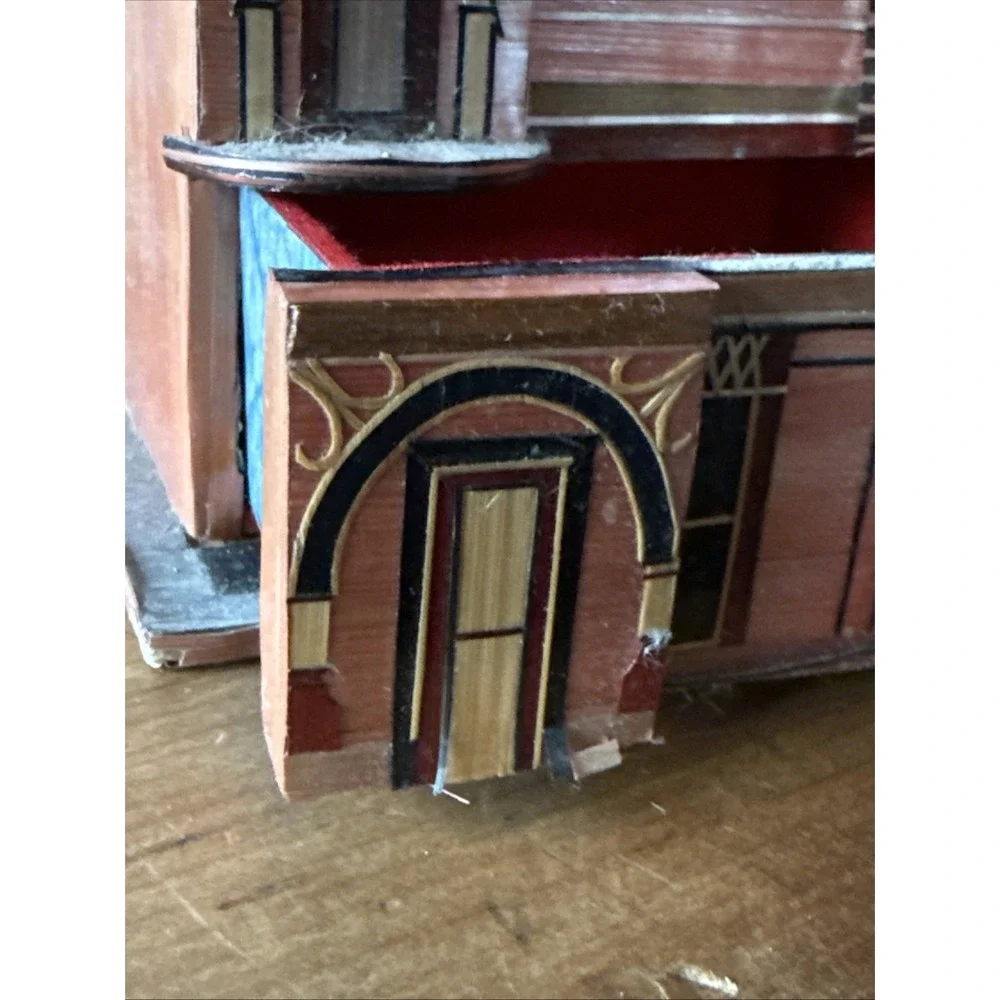 Vintage Chinese Balsa Wood Straw House Trinket‎ Box Philadelphia Meow Reo